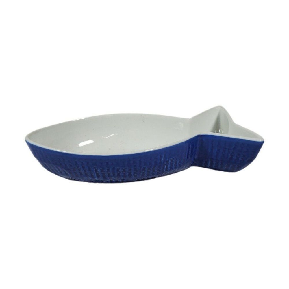 BIA Cordon Bleu  Deep Gourmet Cobalt BLUE FISH Serving Dish 7" Casserole Bowl
